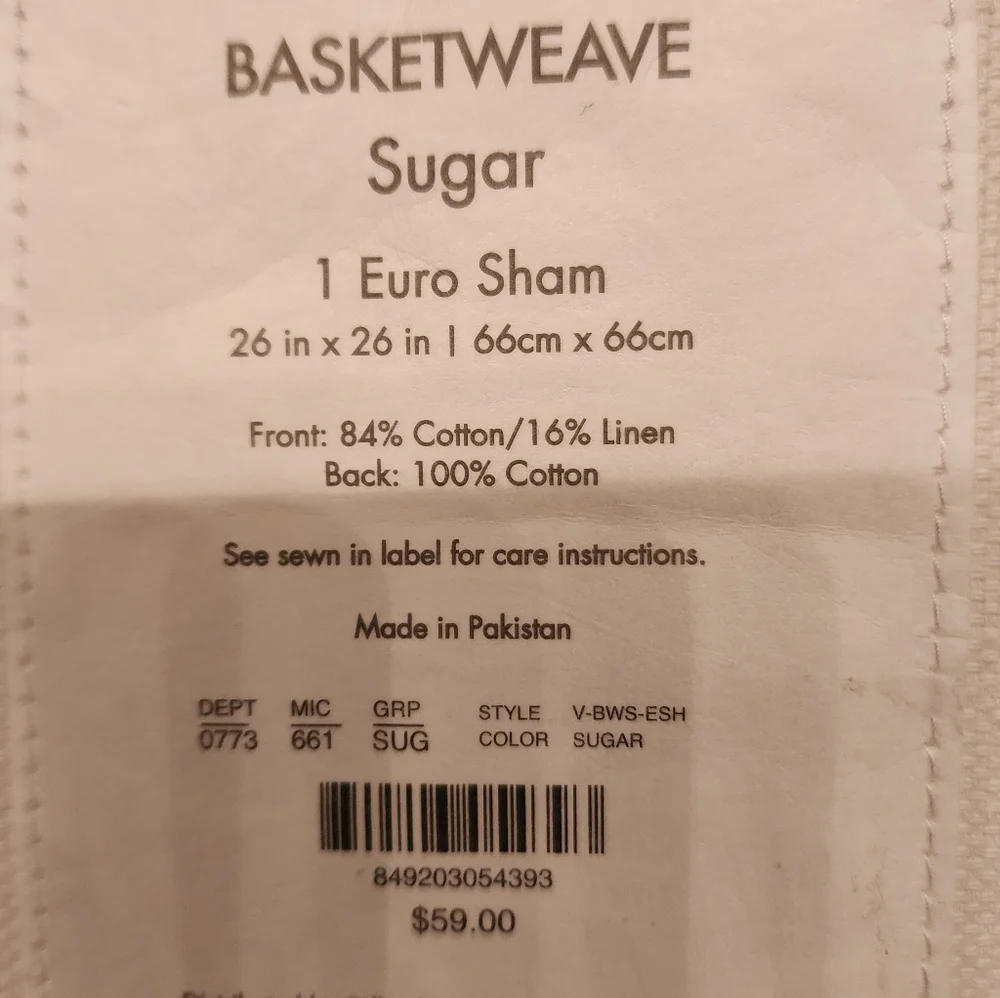 Villa x Noble Excellence Euro Sham in basketweave sugar 26x26
